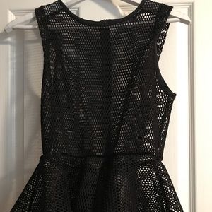 Net style high front low back sleeveless top